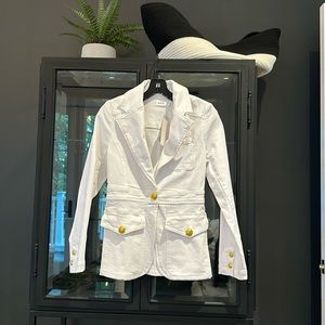 ALC White denim blazer.